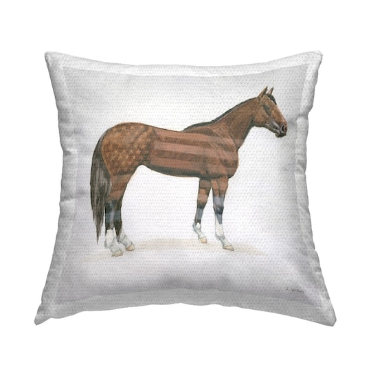 Stupell Industries American Flag Horse Outdoor Printed Pillow